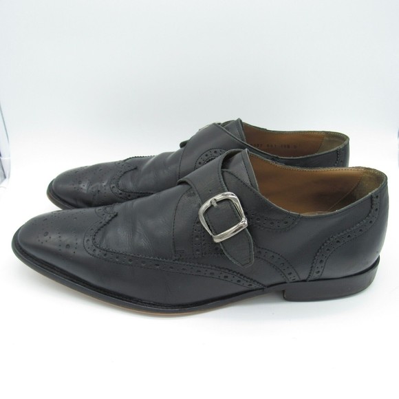 Florsheim Mens Size 10.5 D Sabato 12127 Black Leather Wingtip Monk Strap Shoes main image 5
